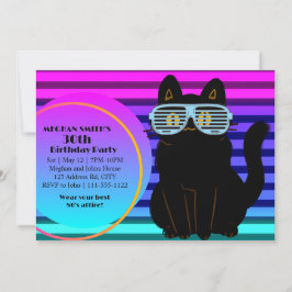 Invitación Fiesta de devolución de gatos de Guay de Neon Blas