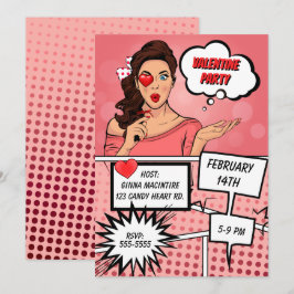Invitación Fiesta de Día de San Valentín de arte pop