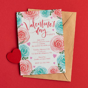 Invitación Fiesta de Día de San Valentín de marco floral de a