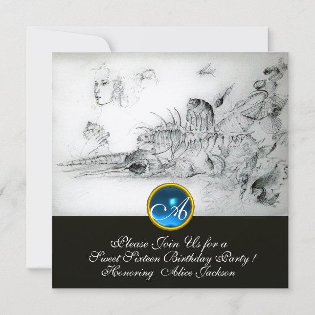 Invitación FIESTA DE DIECISÉIS AÑOS DE CONCHAS DE MAR Monogra (Anverso)
