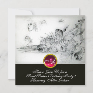 Invitación FIESTA DE DIECISÉIS AÑOS DE CONCHAS, Rubí Monogram