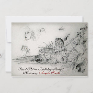 Invitación FIESTA DE DIECISÉIS AÑOS DE CONCHAS, Rubí Monogram