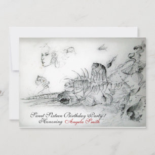 Invitación FIESTA DE DIECISÉIS CUMPLEAÑOS CON CARACOLES,Rubí