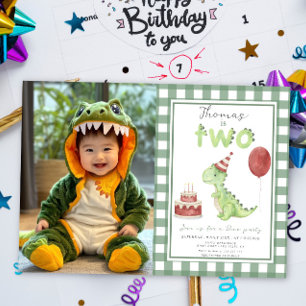 Invitación Fiesta de Dino Cumpleaños de Dos Rex de Dinosaur