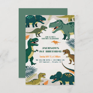 Invitación Fiesta de Dino de color lindo | Dinosaurios 1º cum
