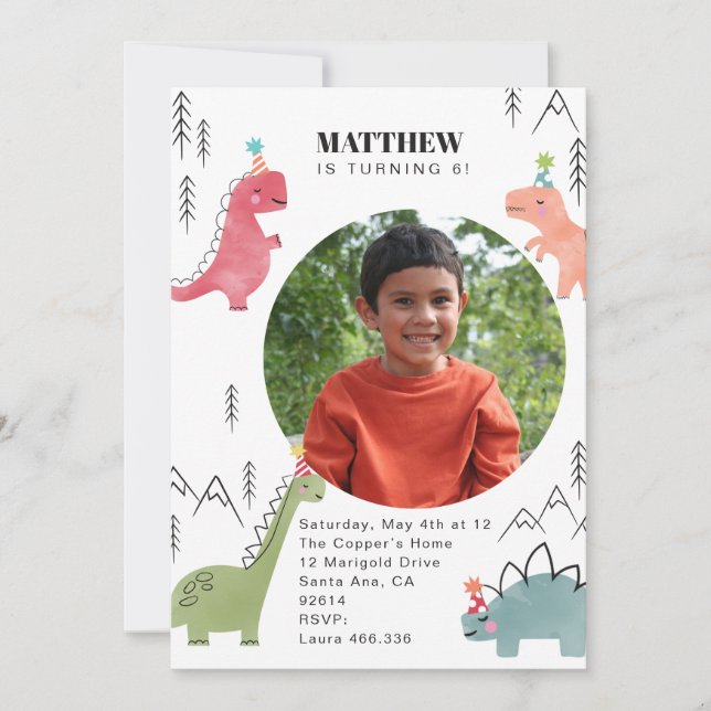 Invitación Fiesta de Dinos (Anverso)