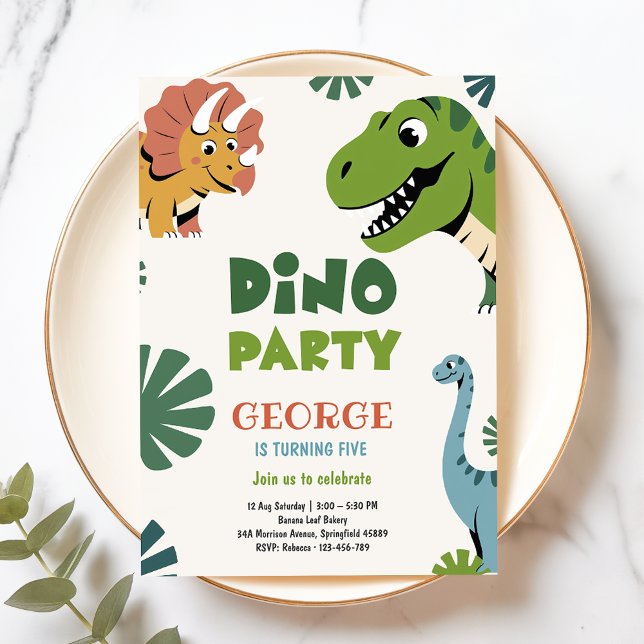 Invitación Fiesta de Dinos | Cumpleaños 5 de divertidos dinos (Subido por el creador)