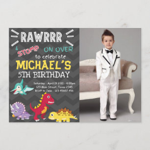Invitación fiesta de Dinosaur cumpleaños de niño