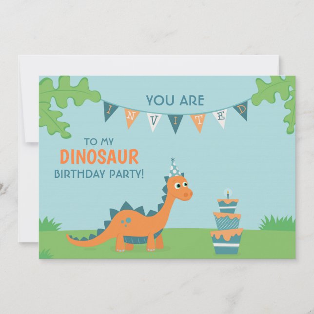 Invitación Fiesta de dinosaurio cutáneo personalizado de cump (Anverso)