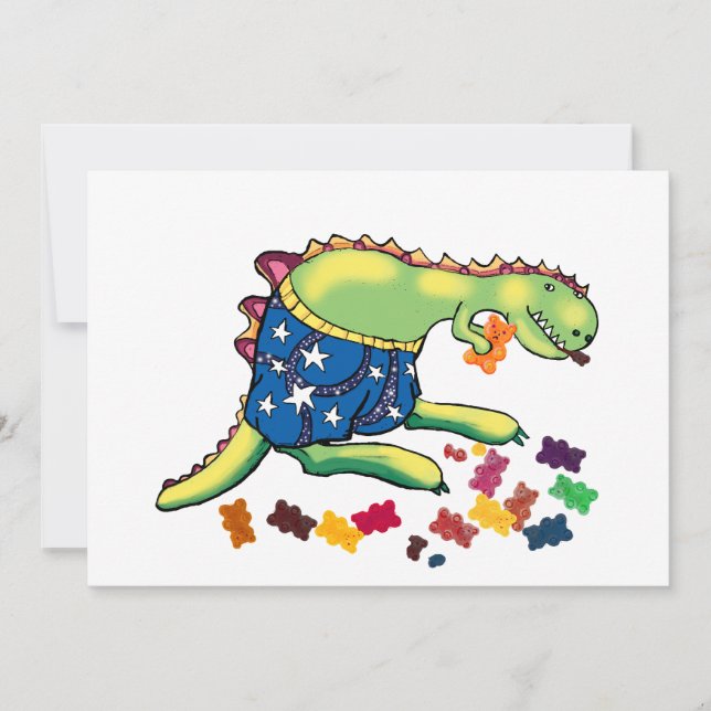Invitación fiesta de dinosaurio gracias (Anverso)