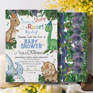 Invitación Fiesta de Dinosaurios Baby Shower   Stomp Chomp Ro