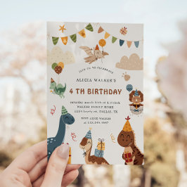 Invitación Fiesta de Dinosaurios Cute Niños Cumpleaños