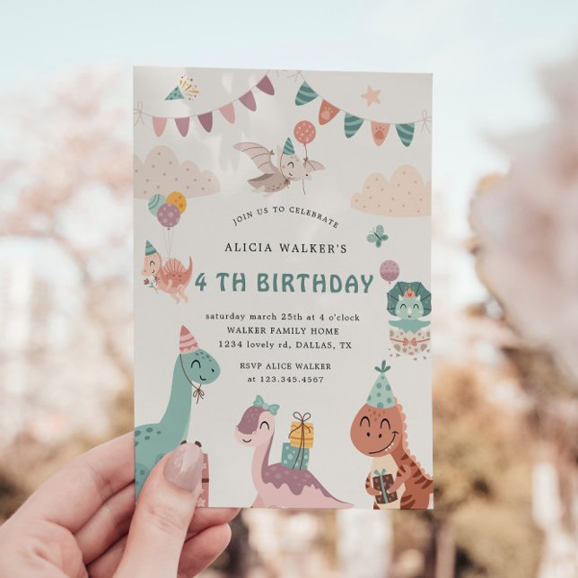 Invitación Fiesta de Dinosaurios Cute Niños Cumpleaños (Subido por el creador)