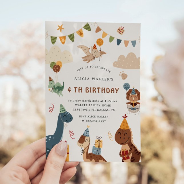 Invitación Fiesta de Dinosaurios Cute Niños Cumpleaños (Subido por el creador)