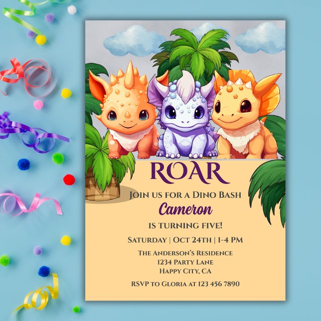 Invitación Fiesta de dinosaurios de cumpleaños a dino bash a  (Subido por el creador)