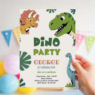 Invitación Fiesta de dinosaurios divertidos y lindos para cum