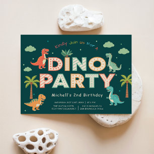 Invitación Fiesta de Dinosaurios en la Jungla Verde Cumpleaño