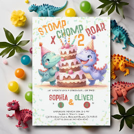 Invitación Fiesta de Dinosaurios Pastel Funny Parentesco Cump