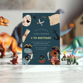 Invitación Fiesta de Dinosaurios Piratas Niños Cumpleaños