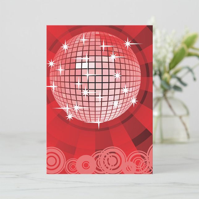 Invitación Fiesta de disco rojo con estrellas y bola Purpurin (Subido por el creador)