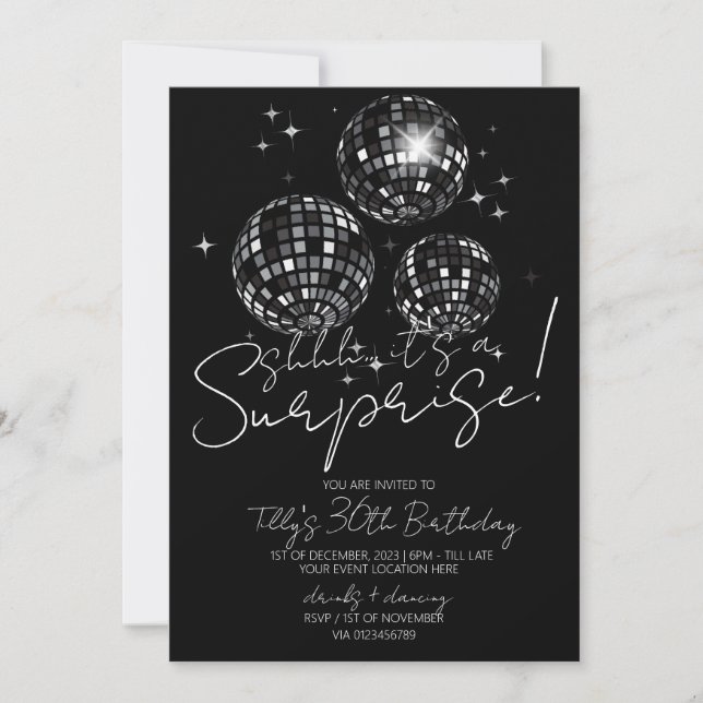 Invitación Fiesta de discoteca de plata fiesta de cumpleaños  (Anverso)