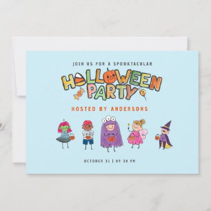 Invitación Fiesta de disfraces azules para niños coloridos de