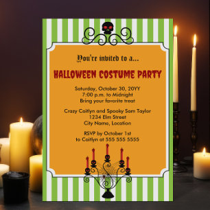 Invitación Fiesta de disfraces candelabros de Halloween