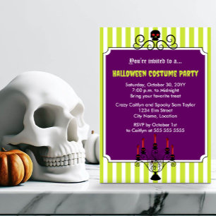 Invitación Fiesta de disfraces candelabros de Halloween