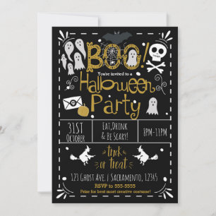 Invitación Fiesta de disfraces caprichosos de Halloween dibuj