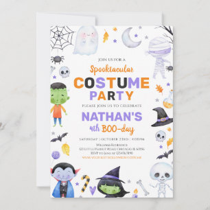Invitación Fiesta de disfraces cutáneos Halloween Cumpleaños
