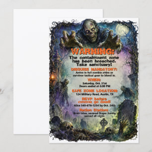 Invitación Fiesta de Disfraces de Apocalipsis Zombie de Hallo