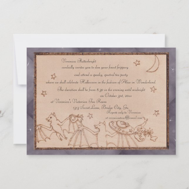 Invitación Fiesta de disfraces de Bats Tea Fiesta Halloween (Anverso)