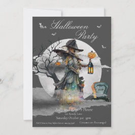 Invitación Fiesta de disfraces de bruja de Halloween