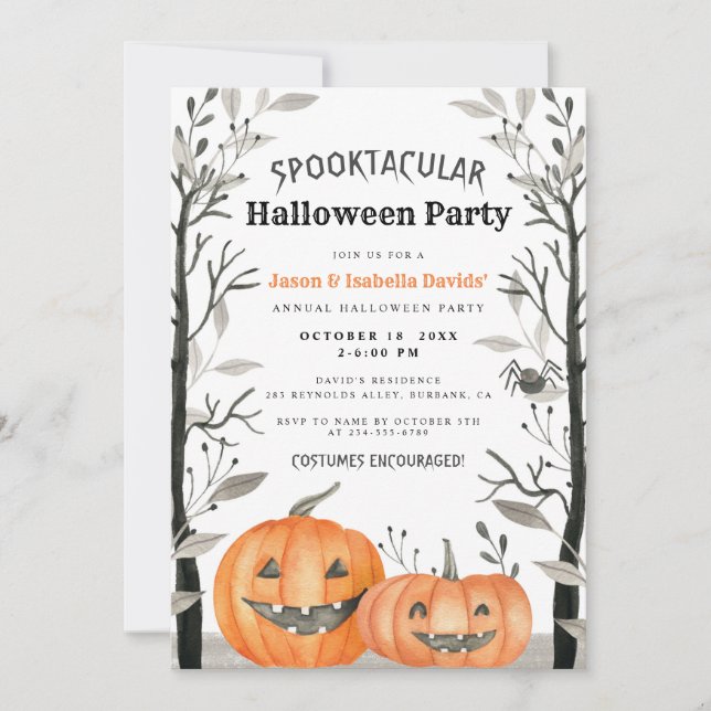 Invitación Fiesta de disfraces de calabaza de Halloween Spook (Anverso)