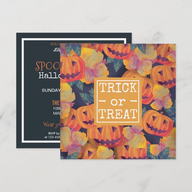 Invitación Fiesta de disfraces de calabazas de Halloween | In (Anverso / Reverso)