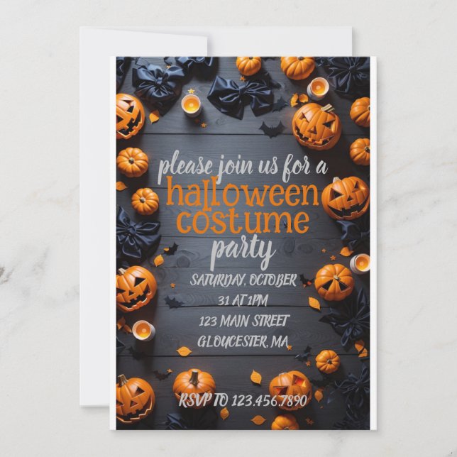 Invitación Fiesta de disfraces de corte de Halloween (Anverso)