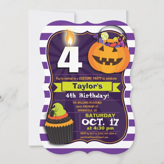 Invitación Fiesta de disfraces de cumpleaños de Halloween (Anverso)