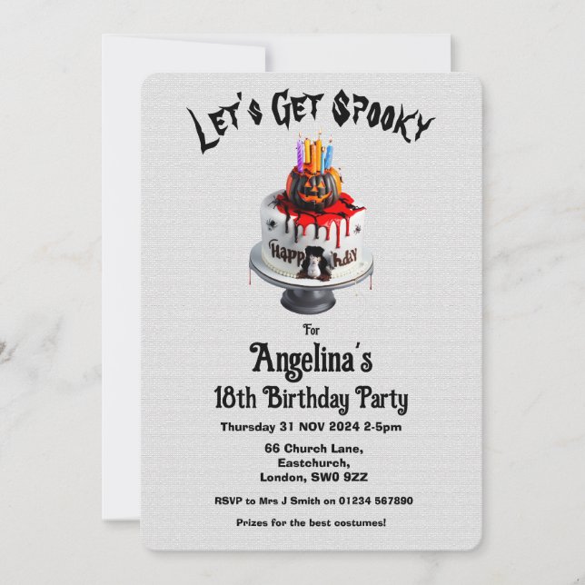 Invitación Fiesta de disfraces de cumpleaños de Halloween per (Anverso)