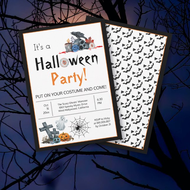 Invitación Fiesta de disfraces de elementos de Halloween de c (Subido por el creador)