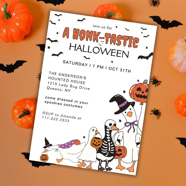 Invitación Fiesta de disfraces de ganso espantado de Hallowee (Subido por el creador)