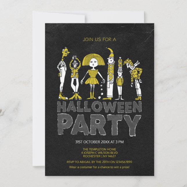 Invitación Fiesta de disfraces de Halloween (Anverso)
