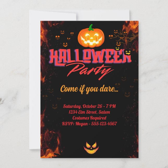 Invitación "Fiesta de disfraces de Halloween (Anverso)