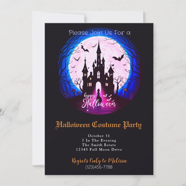 Invitación Fiesta de disfraces de Halloween (Anverso)