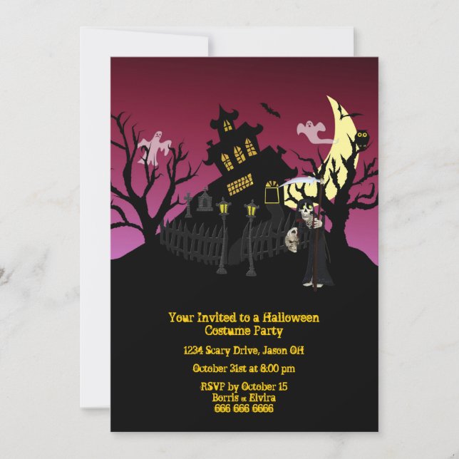 Invitación Fiesta de disfraces de Halloween (Anverso)