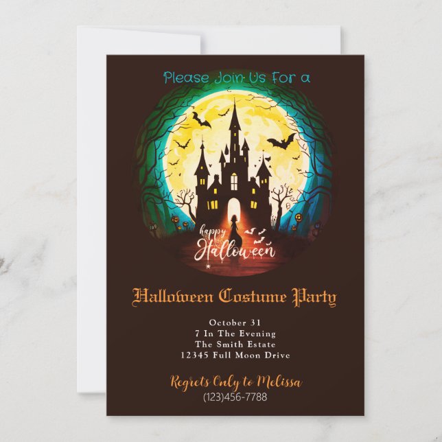 Invitación Fiesta de disfraces de Halloween (Anverso)
