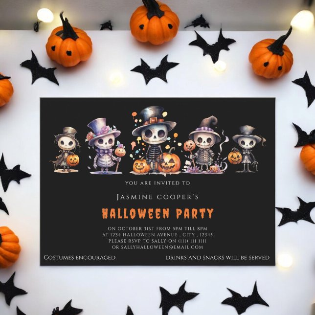 Invitación Fiesta de disfraces de Halloween (childrens halloween costume party invitation fully editable and downloadable )