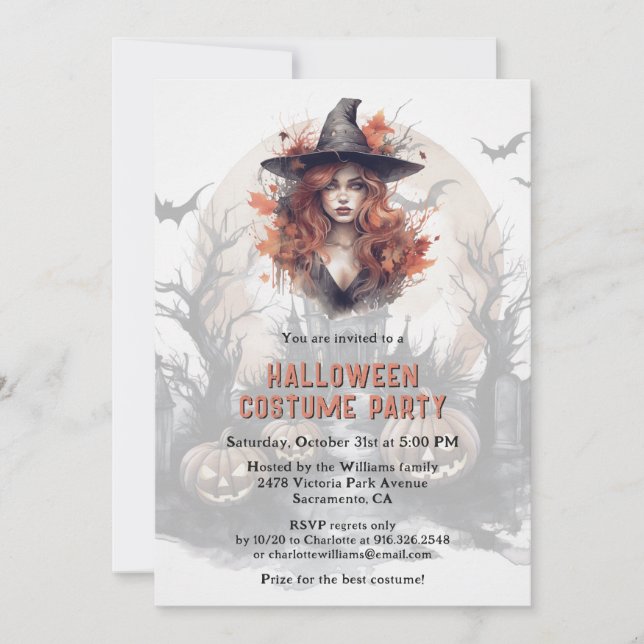 Invitación Fiesta de disfraces de Halloween (Anverso)