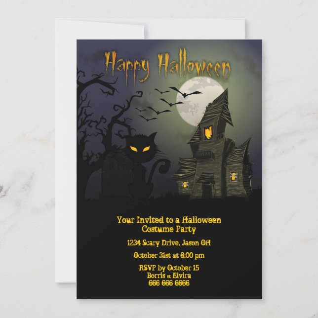Invitación Fiesta de disfraces de Halloween (Anverso)