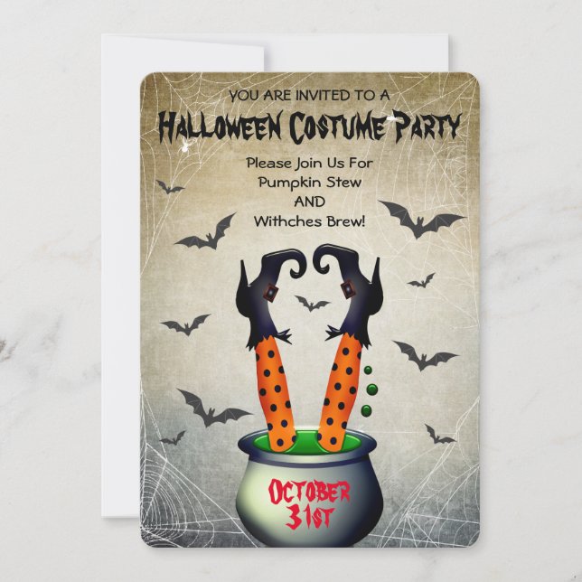 Invitación Fiesta de disfraces de Halloween (Anverso)