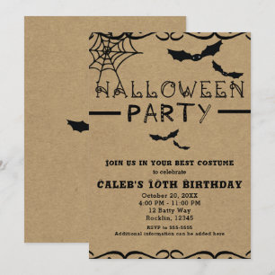 Invitación Fiesta de disfraces de Halloween adorable de telar